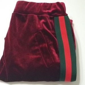 Velvet Burgandy Red Pant Jogger